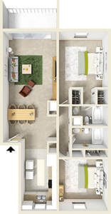 Two Bedroom / Two Bath - 1,050 Sq. Ft.*